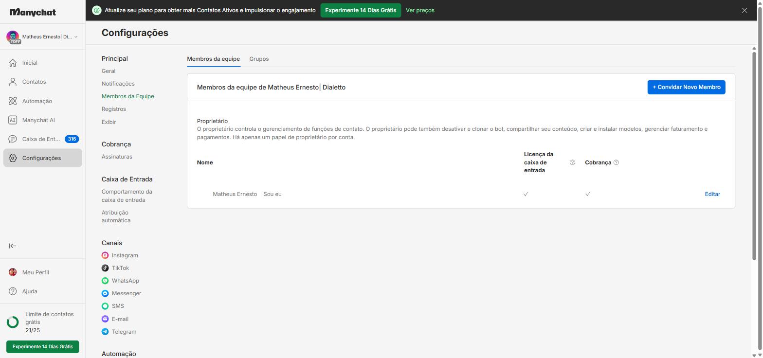 Tela do ManyChat, passo 4